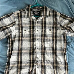 Harley-Davidson Casual Black and Brown Button Down Shirt